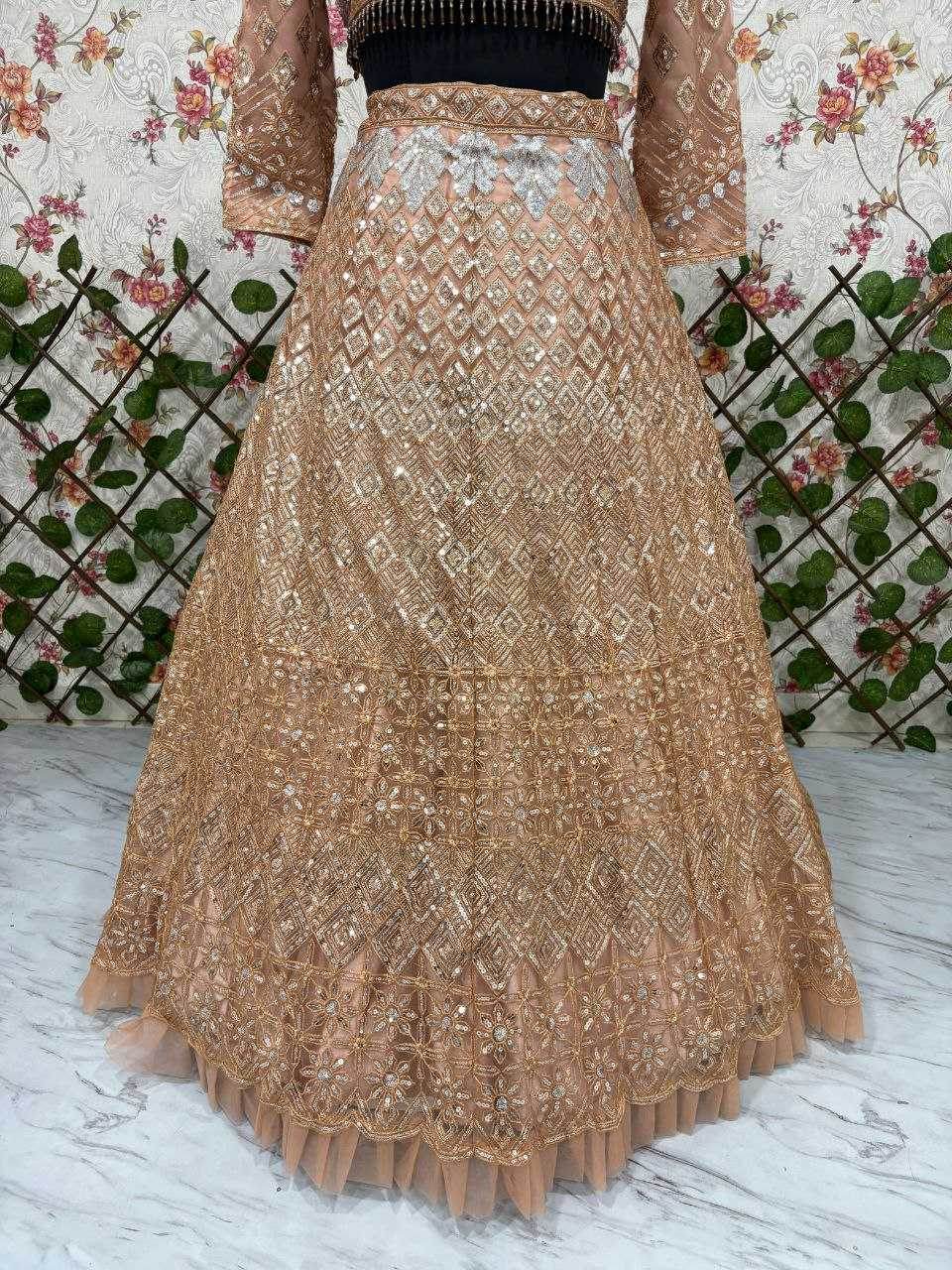 Butterfly Net Zari Work Sequins Lehenga - MYLUXURY LANE ENTERPRISE